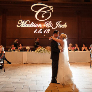 Luxury Wedding Monogram Gobo Projection in Kent, Surrey, Sussex, Essex and London.